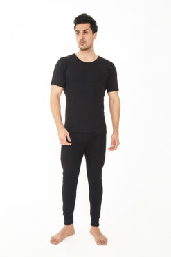 Siyah Erkek Kısa Kol Yün Fanila